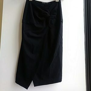 DONNA KARAN BLACK WRAP SKIRT W KNOT, SLITS S